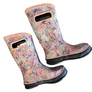 Bogs Kids Classic Marble Waterproof Rain Boots Pink Multi Color Size 13